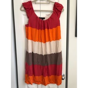 BCBGMaxazria orange, pink, taupe striped dress